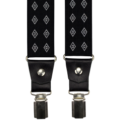 Černé pánské široké kšandy s kosočtverci a pravou černou kůží