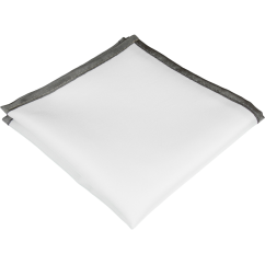 Bílý pánský kapesníček s grafitově šedým lemem