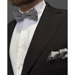 Black Grey Men's Bow Tie with Subtle Pattern