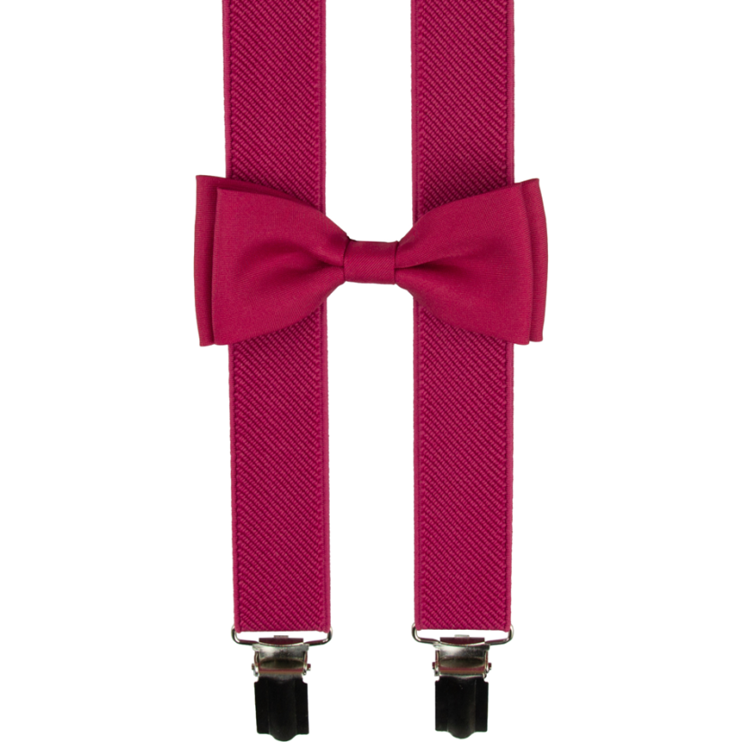 Malinové dětské kšandy s motýlkem