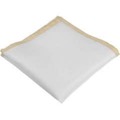 White Men's Pocket Square with Beige Border
