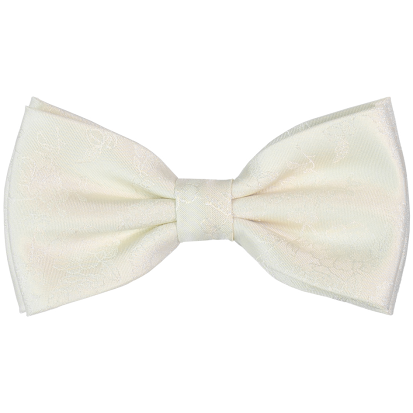 Smetanový pánský motýlek s vyšitými květinkami