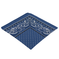 Blue Men's Pocket Square with Paisley Pattern and Polka Dots