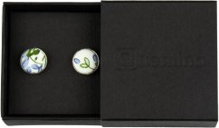 Bílé manžetové knoflíčky s modrými květy