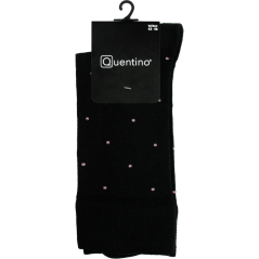 Černé pánské ponožky se světlounce růžovými puntíky