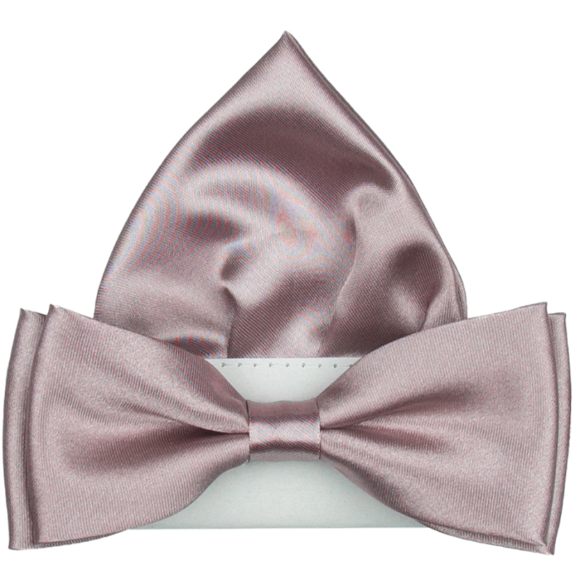 Tmavě starorůžový pánský motýlek lesklý s kapesníčkem