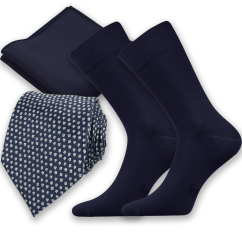 Tmavě modrý pánský set – kravata, kapesníček a ponožky