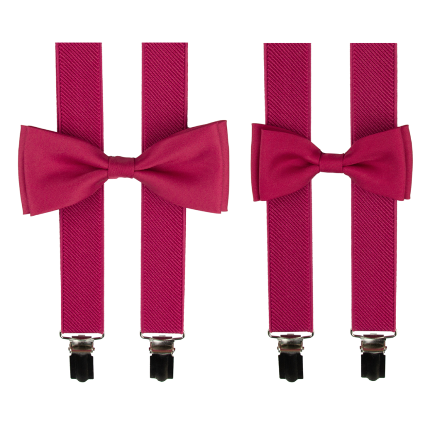 Malinově červený set kšandy s motýlkem pro tátu a syna Malinově červený set kšandy s motýlkem pro tátu a syna