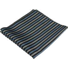 Black and Blue Men's Pocket Square with a Subtle Striped Pattern