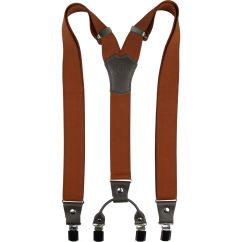 Brick Red Men's Wide Suspenders with Dark Brown Genuine Leather