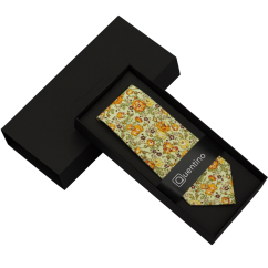 Light Beige Men's Cotton Necktie with Yellow-Orange Flowers