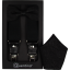 Black Men's Accessory Set with Black Pattern – Suspenders, Bow Tie and Pocket Square
