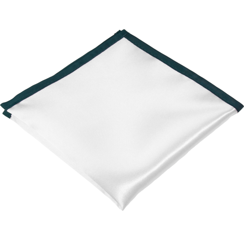 Bílý pánský kapesníček s tmavě petrolejovým lemem