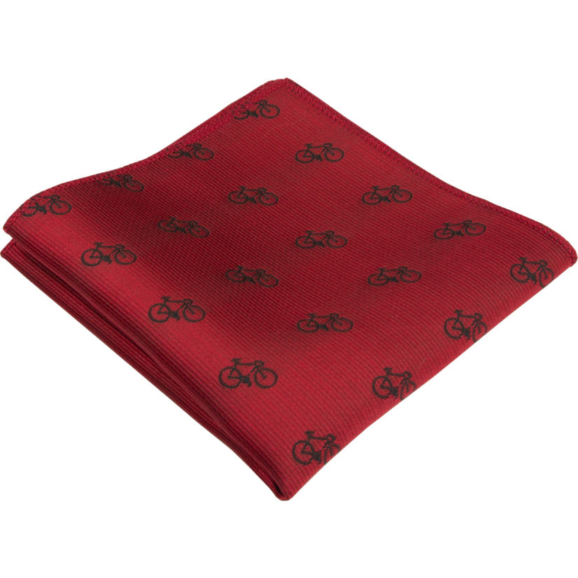 Červený pánský kapesníček s černým motivem jízdního kola