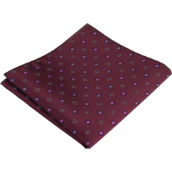 Burgundy Men's Pocket Square with a Subtle Geometric Pattern