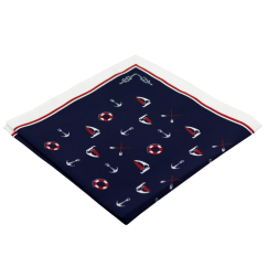 Tmavě modrý pánský kapesníček s námořnickým motivem