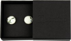Cream Cufflinks with Blue and Brown Floral Pattern