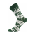 Green Christmas socks with reindeer and snowflake pattern