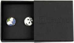 Bílé manžetové knoflíčky s šedo zelenými lístky