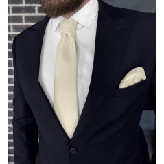 Smetanová (ecru) pánská kravata s jemnou strukturou