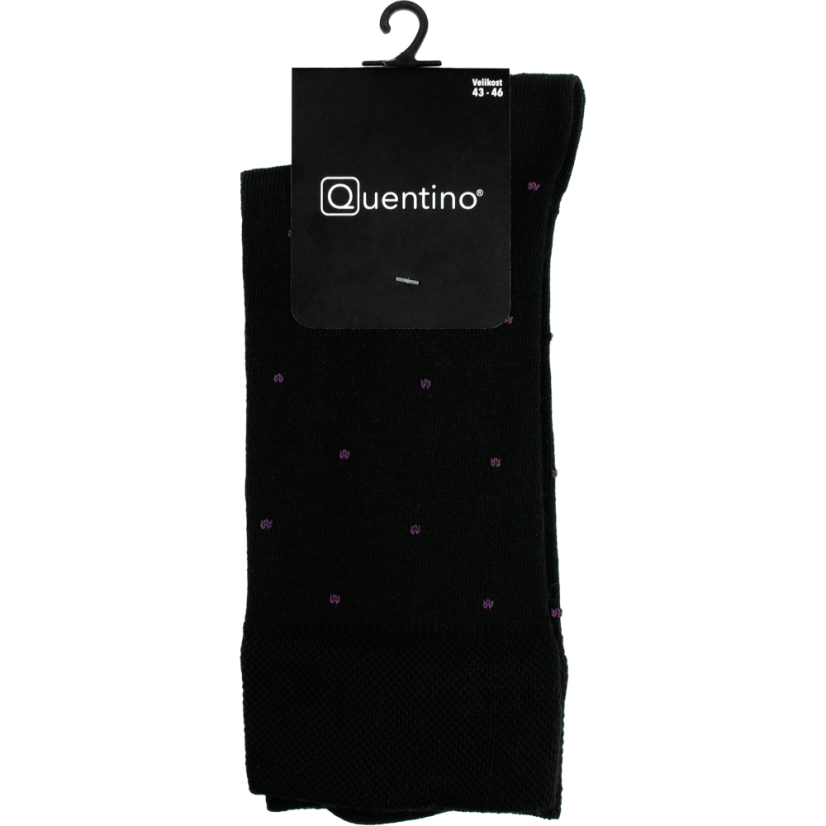 Black Men's Socks with Purple Dots