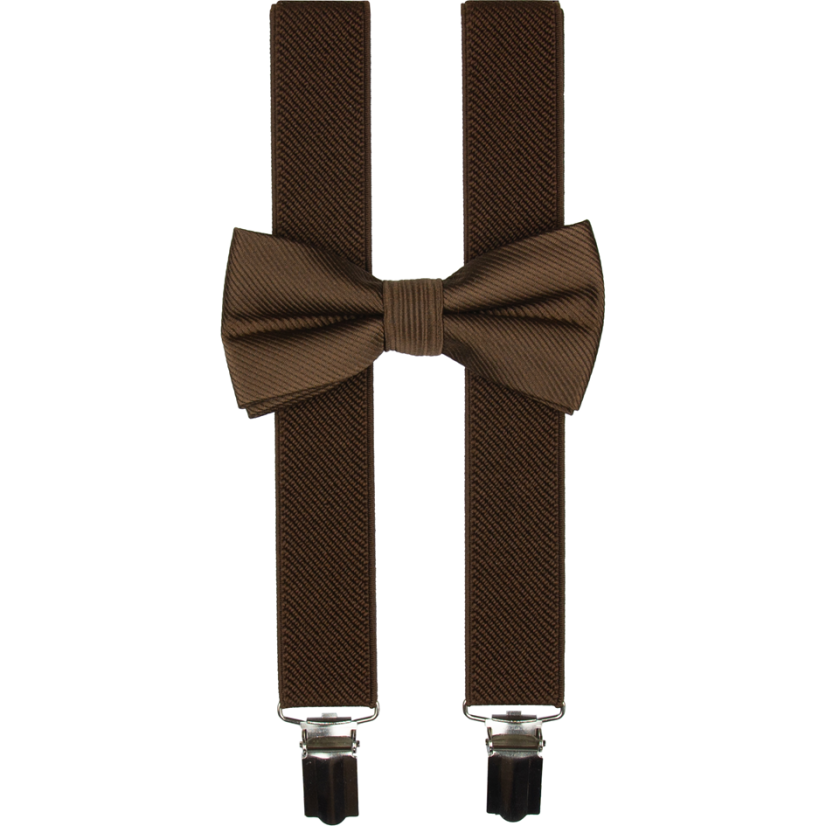 Hnědé dětské kšandy s motýlkem