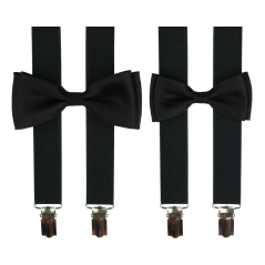 Černý set kšandy s motýlkem pro tátu a syna