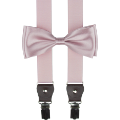 Dusty Pink Men's Suspenders with Shiny Bow Tie