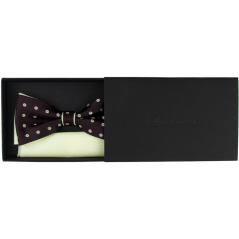 Bordó pánský motýlek s béžovým lemem a puntíky