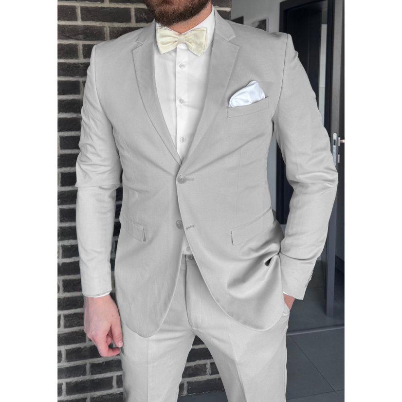 Smetanový (ecru) pánský set s květinovým vzorem - kšandy a motýlek