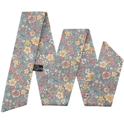 Šedo modrá dámská stuha s barevnými květy