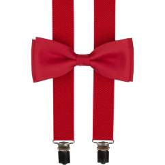 Červené pánské kšandy s motýlkem