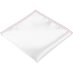 White Men's Pocket Square with Light Pink-Purple Border