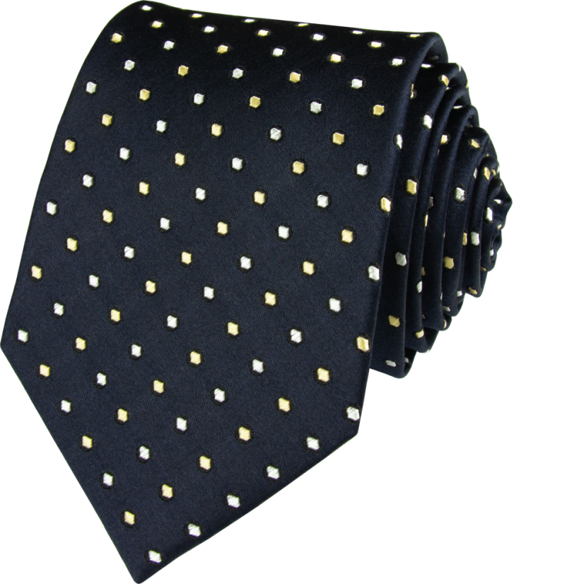 Tmavě modrá pánská hedvábná kravata s puntíky