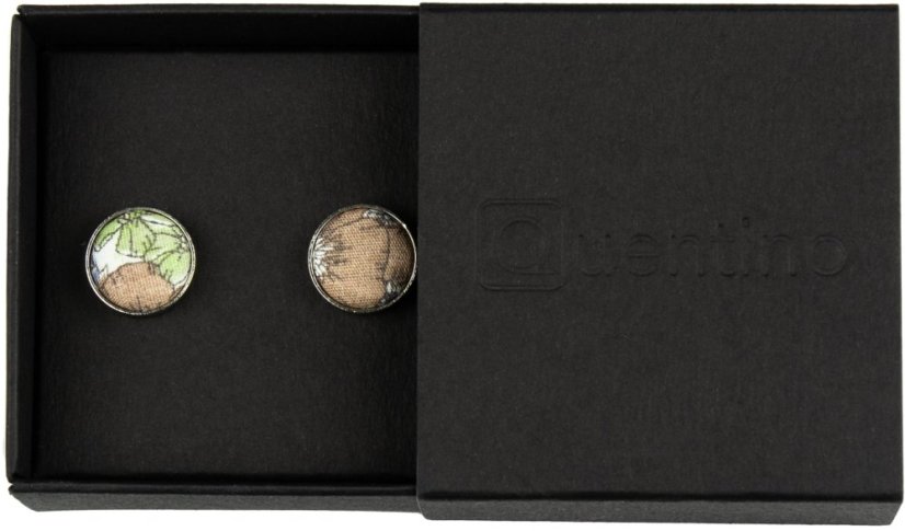 Hnědo zelené manžetové knoflíčky s květy