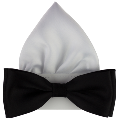 Černý pánský motýlek matný s kapesníčkem