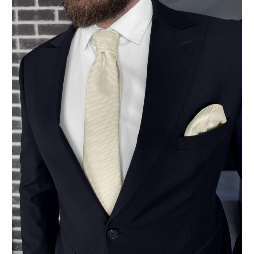 Cream (Ecru) Men's Pocket Square with Subtle Texture