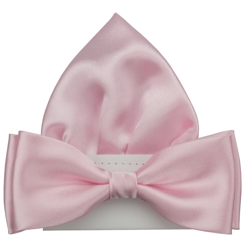 Světle růžový pánský motýlek lesklý s kapesníčkem Světle růžový pánský motýlek lesklý s kapesníčkem