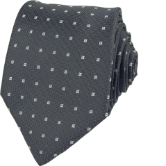 Tmavě šedá pánská kravata s jemným čtverečkovaným vzorem