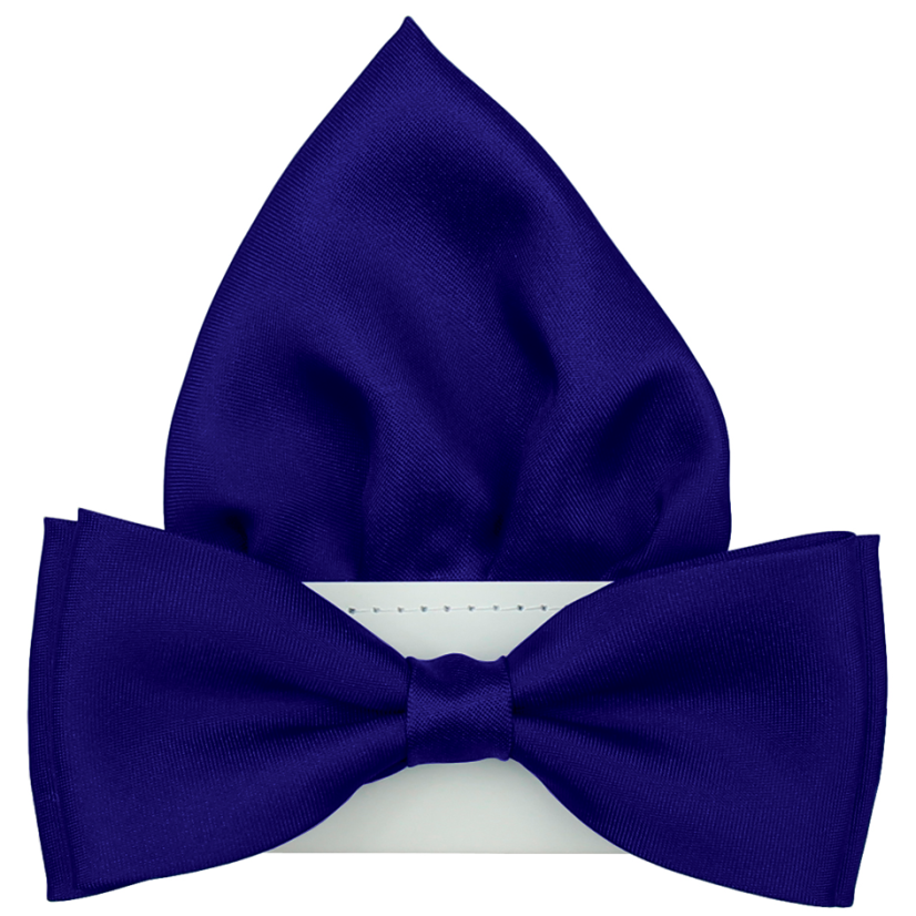 Královsky modrý pánský motýlek matný s kapesníčkem