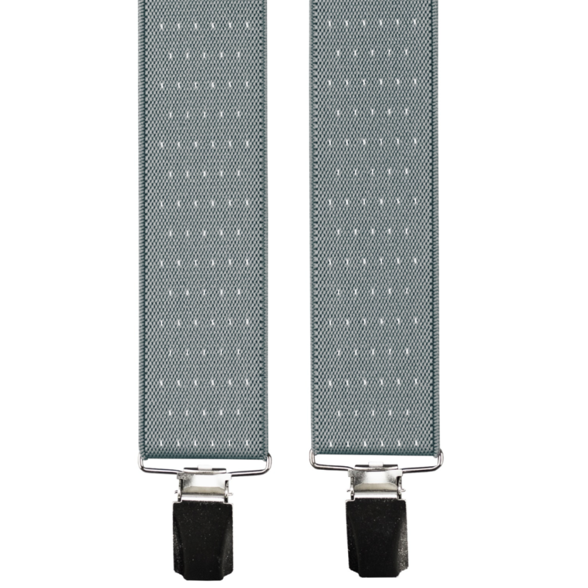 Šedé pánské široké kšandy s puntíky