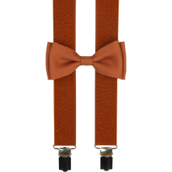 Cihlové dětské kšandy s motýlkem