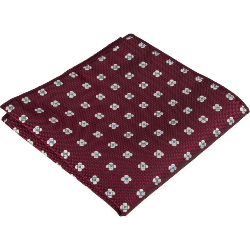 Vínově červený pánský kapesníček s jemným geometrickým motivem