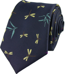 Dark Navy Men's Necktie DRAGONFLIES