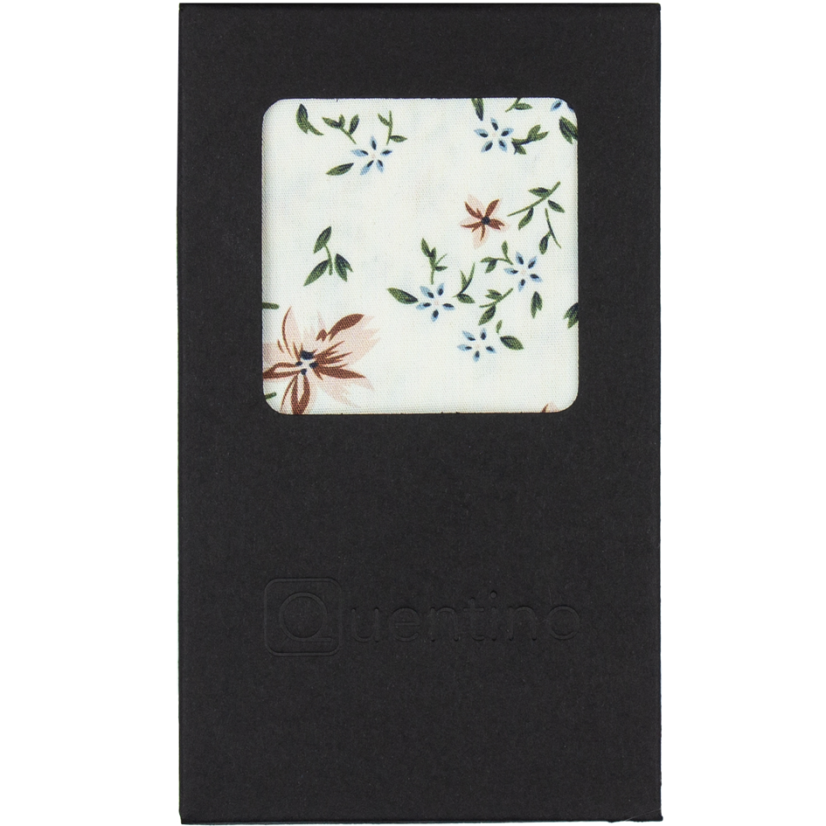 Smetanový pánský kapesníček s modro hnědými květy