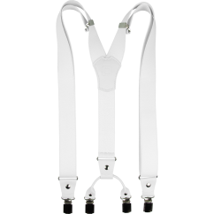 Bílé pánské široké kšandy s bílou pravou kůží