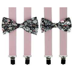 Starorůžový set s květovaným motýlkem pro tátu a syna