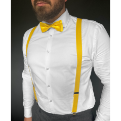 Canary Yellow Men's Suspenders with Bow Tie