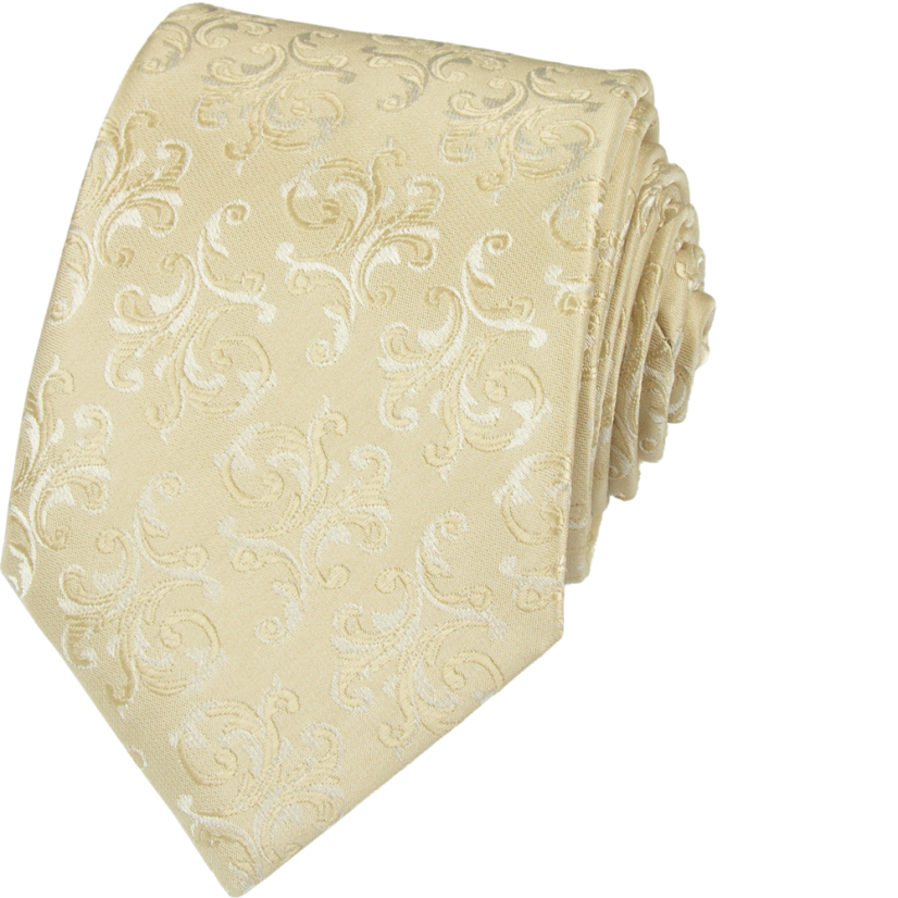 Béžová pánska kravata s elegantným ornamentálnym vzorom
