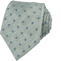 Šedá pánská kravata s modrými puntíky